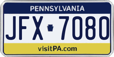 PA license plate JFX7080