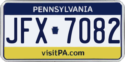 PA license plate JFX7082