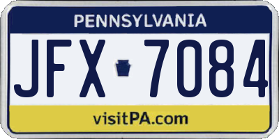 PA license plate JFX7084
