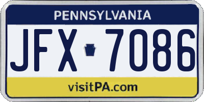 PA license plate JFX7086