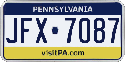 PA license plate JFX7087