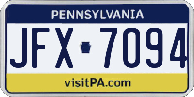 PA license plate JFX7094
