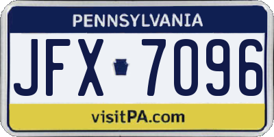PA license plate JFX7096