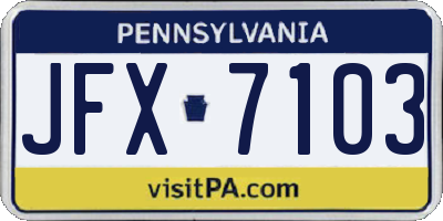 PA license plate JFX7103