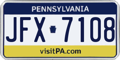 PA license plate JFX7108