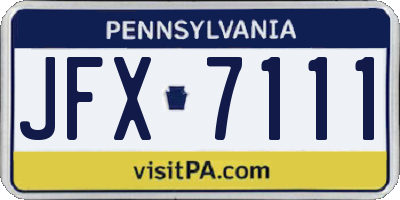 PA license plate JFX7111