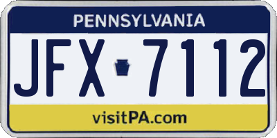 PA license plate JFX7112