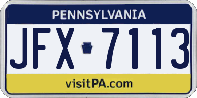 PA license plate JFX7113