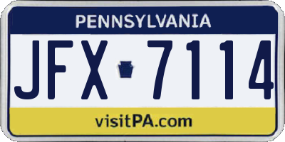 PA license plate JFX7114