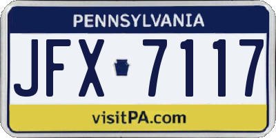 PA license plate JFX7117