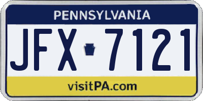 PA license plate JFX7121
