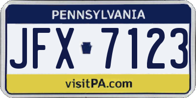 PA license plate JFX7123