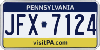 PA license plate JFX7124