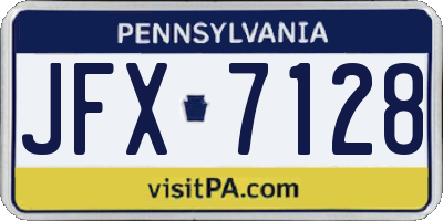 PA license plate JFX7128