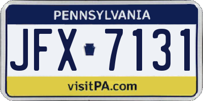 PA license plate JFX7131