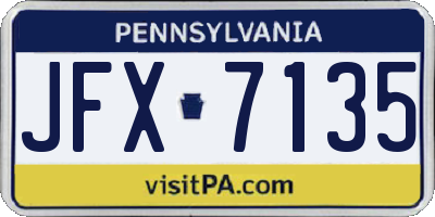 PA license plate JFX7135