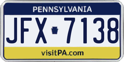 PA license plate JFX7138
