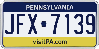 PA license plate JFX7139
