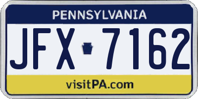 PA license plate JFX7162