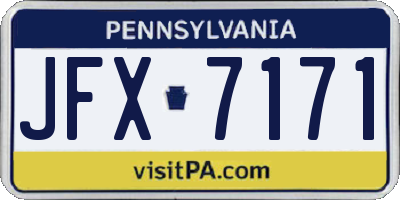 PA license plate JFX7171