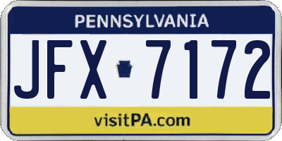 PA license plate JFX7172