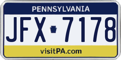 PA license plate JFX7178
