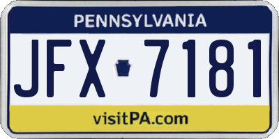PA license plate JFX7181
