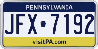 PA license plate JFX7192