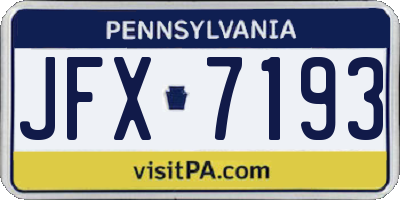 PA license plate JFX7193