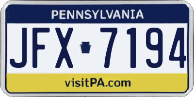PA license plate JFX7194