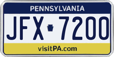 PA license plate JFX7200