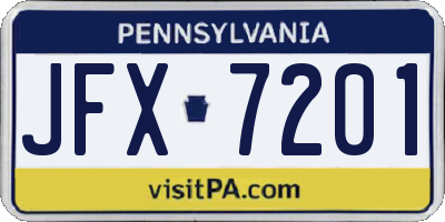 PA license plate JFX7201