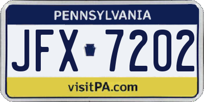 PA license plate JFX7202