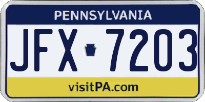 PA license plate JFX7203