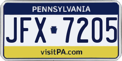 PA license plate JFX7205