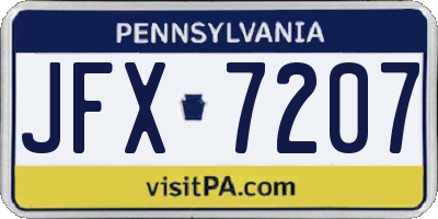 PA license plate JFX7207