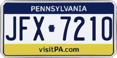 PA license plate JFX7210