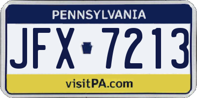 PA license plate JFX7213