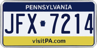 PA license plate JFX7214