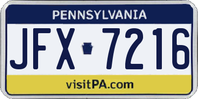 PA license plate JFX7216