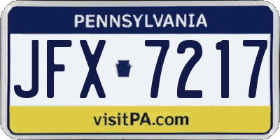 PA license plate JFX7217