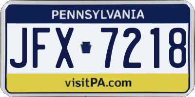 PA license plate JFX7218