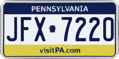 PA license plate JFX7220