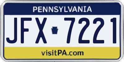 PA license plate JFX7221