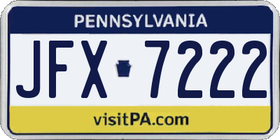 PA license plate JFX7222
