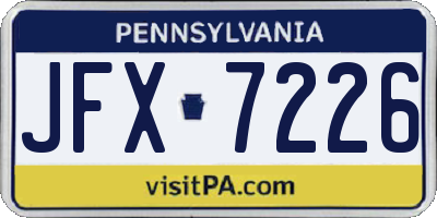 PA license plate JFX7226