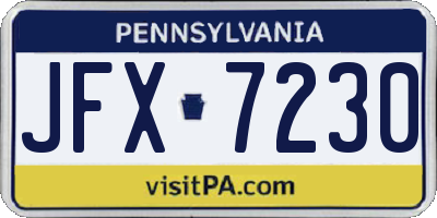 PA license plate JFX7230