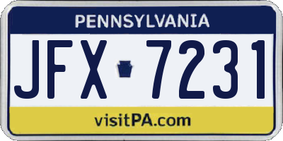 PA license plate JFX7231