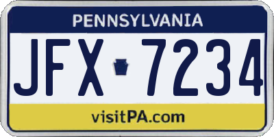 PA license plate JFX7234