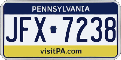 PA license plate JFX7238